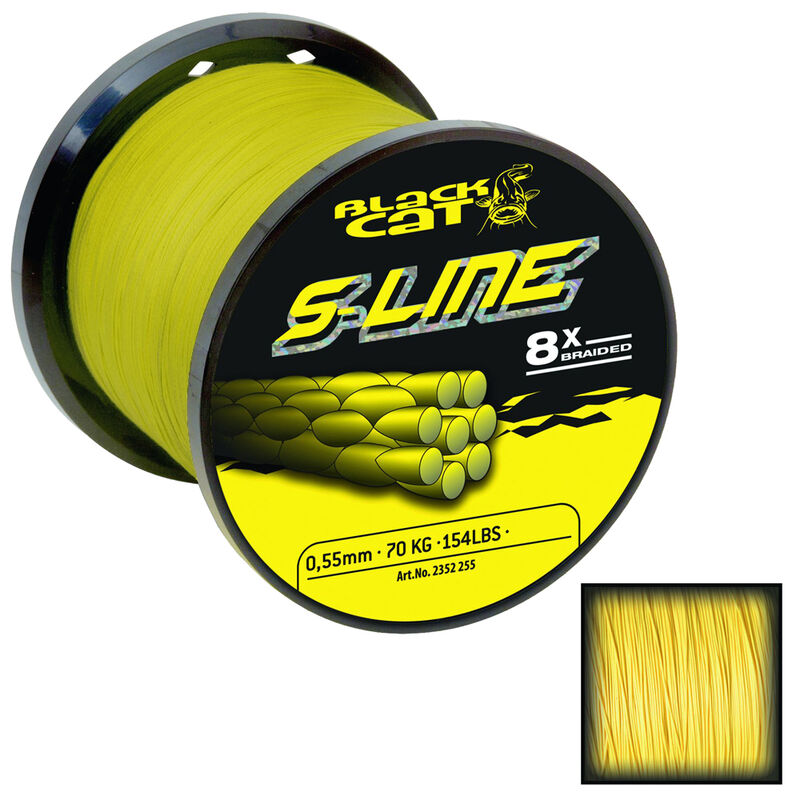 Tresse silure black cat s-line jaune 8 brins - Tresses | Pacific Pêche