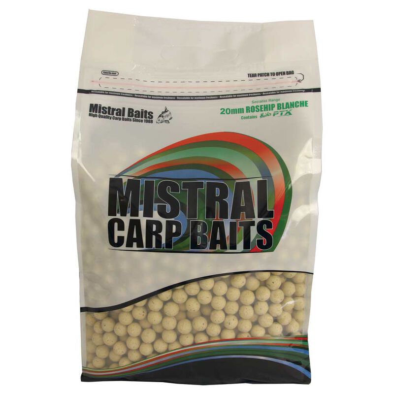 Bouillettes carpe mistral specialist range rosehip blanche boilies 20mm - Denses | Pacific Pêche