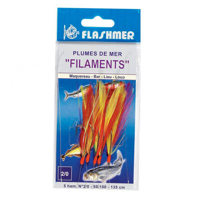 Bas de ligne mer flashmer plume filament 5 hamecons 2/0 - Bas de Lignes / Lignes Montées | Pacific Pêche