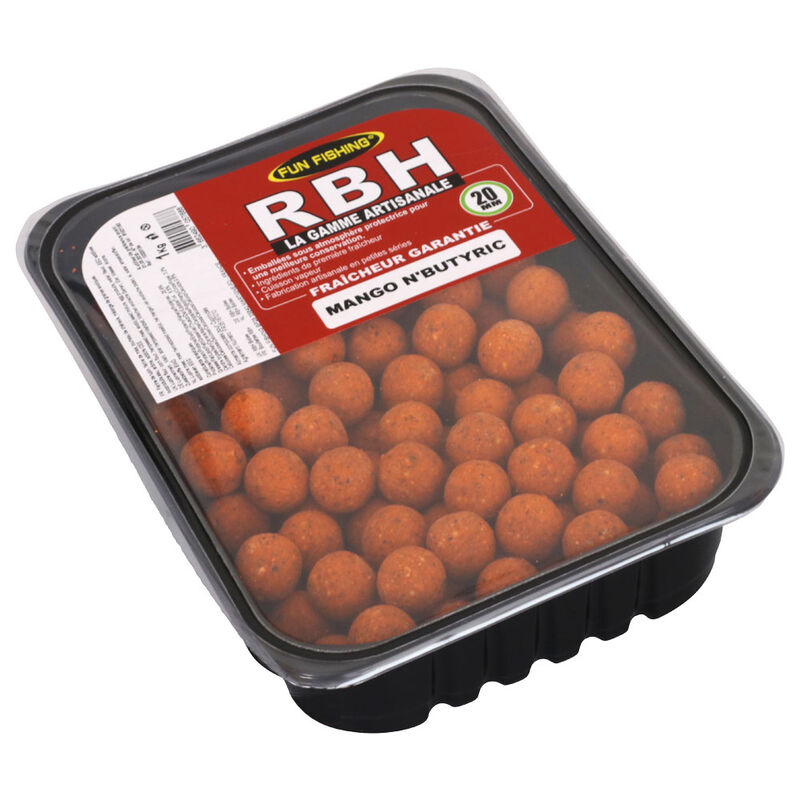Bouillettes carpe fun fishing rbh boilies mango n&rsquo;butiric 1kg - Denses | Pacific P&ecirc;che