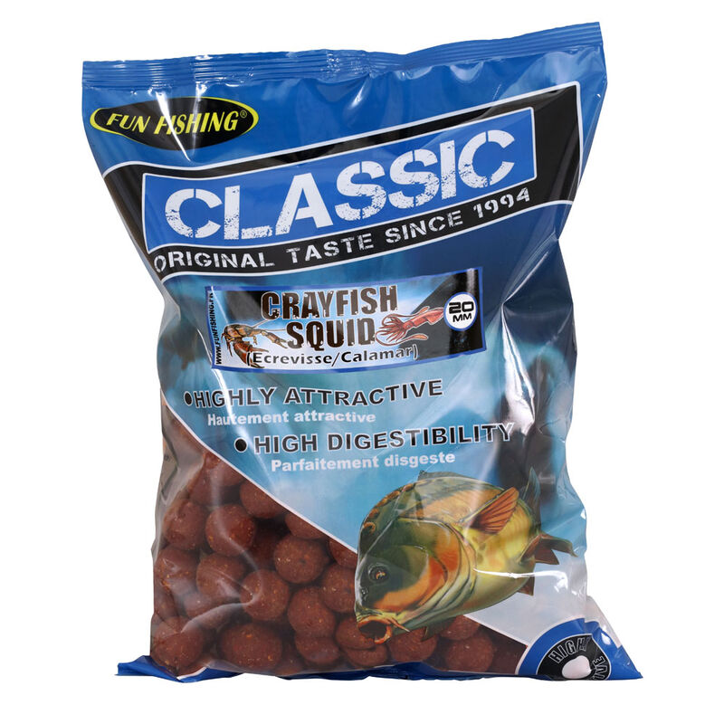 Bouillettes carpe fun fishing classic ecrevisse calamar 20mm - Denses | Pacific P&ecirc;che