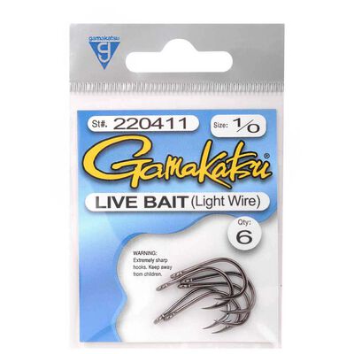 Gamakatsu Sw Live Bait Light Wire Hooks Black - Simples | Pacific Pêche