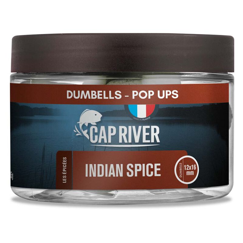 Dumbells Pop Up Cap River Indian Spice 12x16mm - Flottantes | Pacific P&ecirc;che
