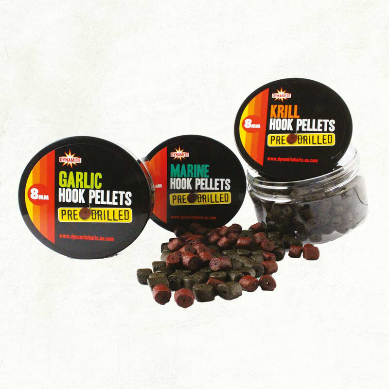 Pellet Dynamite Baits Pre Drilled Garlic Hook Pellets 8mm, 150g - Pellets | Pacific Pêche