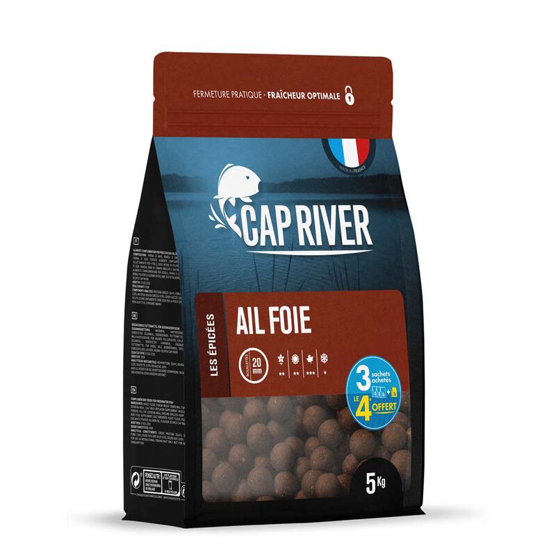 Bouillettes Cap River Ail Foie 5kg - Denses | Pacific Pêche