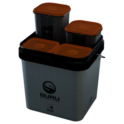 Seau + Compartiments Guru Plus 4 System - Préparation amorces/pellets | Pacific Pêche