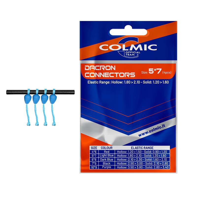 Connecteurs en Dacron pour &eacute;lastique COLMIC MEDIUM 5X7MM BLEU CIEL (X4) - Soldes Coup | Pacific P&ecirc;che