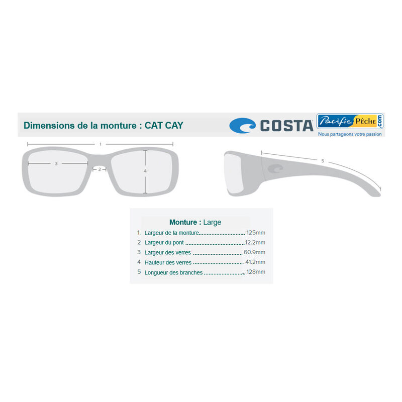Lunettes polarisantes costa cat caysky (verres polycarbonate 580p) - Lunettes polarisantes | Pacific Pêche