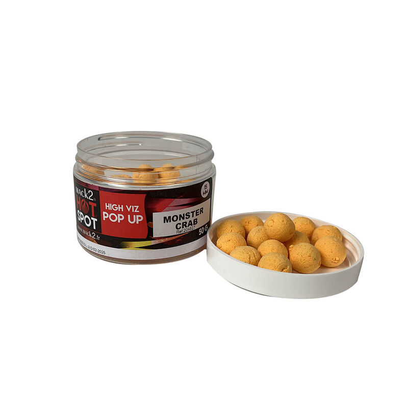 Bouillettes flottantes carpe mack2 high viz pop up monster crab 15mm 50g - Flottantes | Pacific Pêche