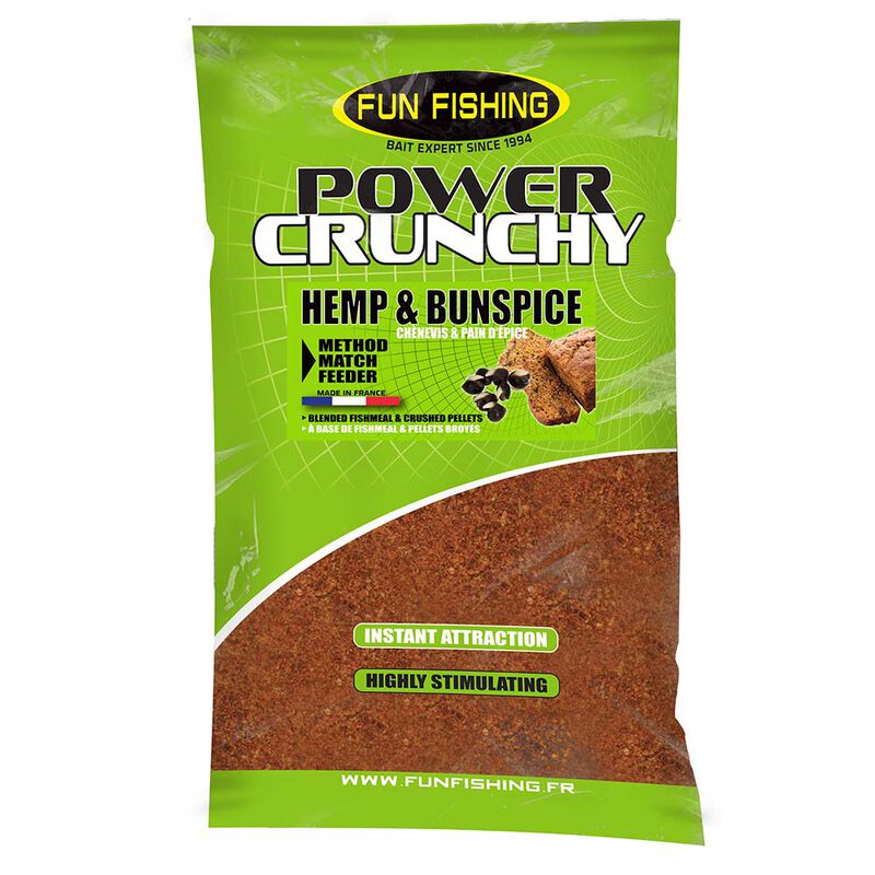 Amorce Fun Fishing POWER CRUNCHY Hemp & Bun Spice 2kg - Amorces | Pacific Pêche
