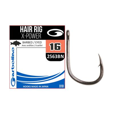 Hameçon non monté Garbolino Hair Rig X-power (x10) - Hameçons non Montés à Oeillets | Pacific Pêche