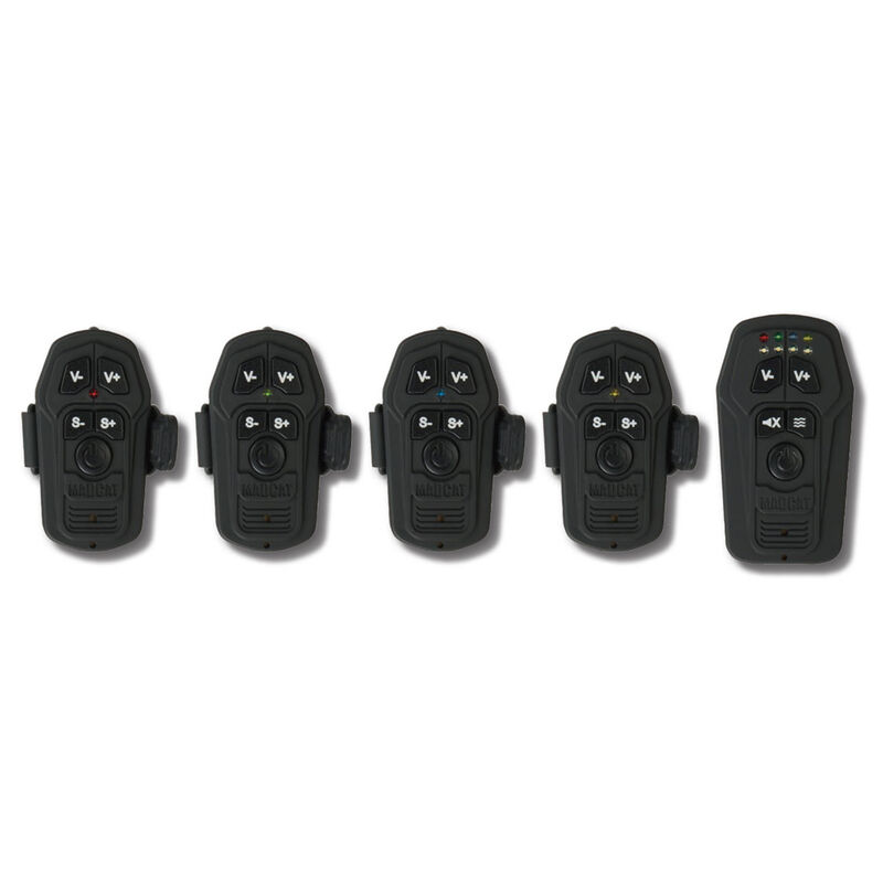 Coffret détection silure madcat smart alarm set 4+1 rouge / vert / jaune / bleu - Coffrets | Pacific Pêche