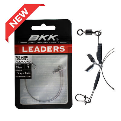 Bas de ligne acier BKK 7x7 Wire Leader Allround 15cm (x2) - Bas de ligne mont&eacute;s | Pacific P&ecirc;che