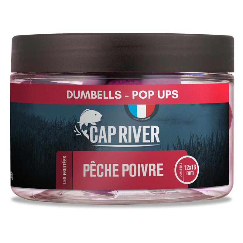 Dumbells Pop Up Cap River P&ecirc;che Poivre 12x16mm - Flottantes | Pacific P&ecirc;che