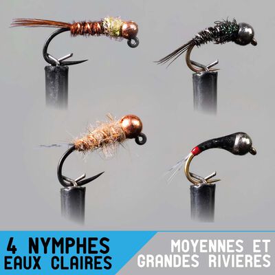 Set Nymphe Garbolino x4 - moyennes et grandes rivières / eaux claires - Nymphes | Pacific Pêche