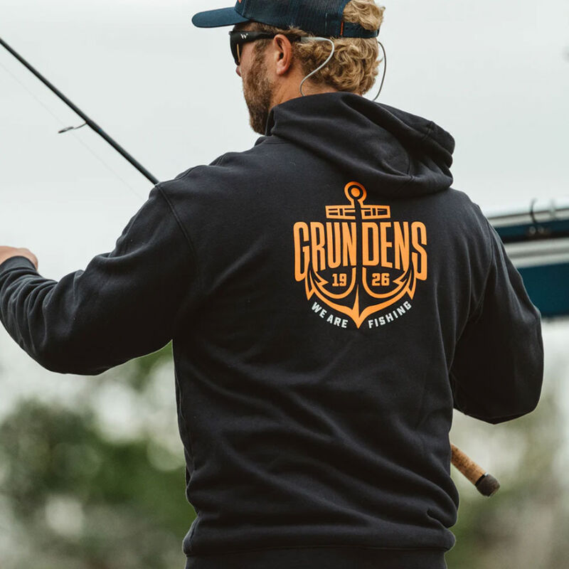 Sweatshirt Grundens Displacement Hoodie Logo Black Anchor Black - Vêtements | Pacific Pêche