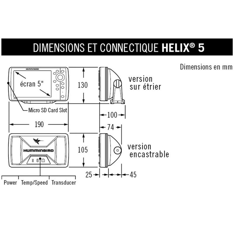 Sondeur Humminbird GPS-Lecteur de carte HELIX 5 G2, avec antenne GPS int&eacute;gr&eacute;e - Sondeurs | Pacific P&ecirc;che