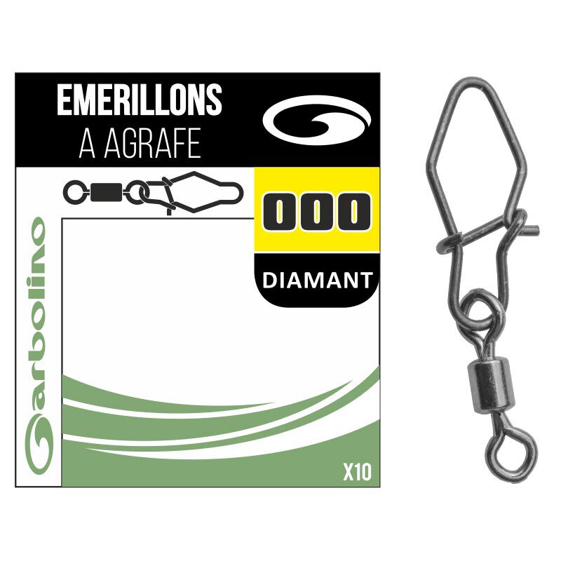 Micro &eacute;merillons type rolling + agrafe forme diamant Garbolino STREAMLINE x10 - Emerillons | Pacific P&ecirc;che