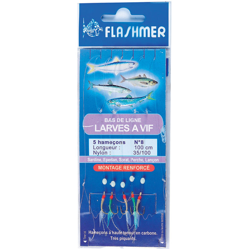 Bas de ligne mer flashmer larves a vif - Bas de Lignes / Lignes Mont&eacute;es | Pacific P&ecirc;che