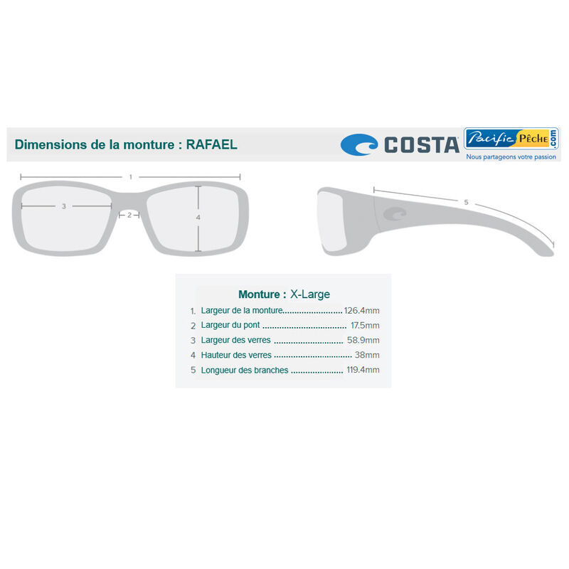 Lunettes polarisantes costa rafael matte olive (verres  copper 580 p) - Lunettes | Pacific P&ecirc;che