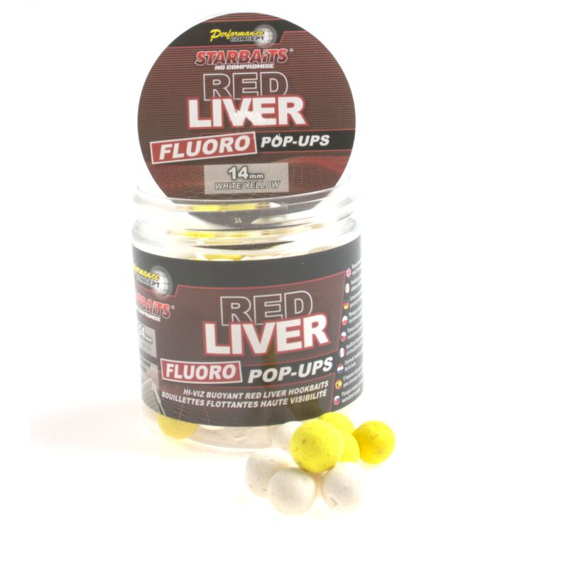 Bouillettes flottantes starbaits pc red liver fluoro pop up 80g - Flottantes | Pacific P&ecirc;che