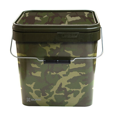 Seau Carr&eacute; Sonik Camo Square Bucket Camouflage 5L - Seau Souple | Pacific P&ecirc;che