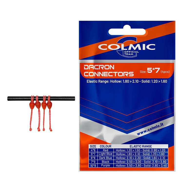 Connecteurs en Dacron pour &eacute;lastique COLMIC SMALL 4X6MM ROUGE (X4) - Soldes Coup | Pacific P&ecirc;che