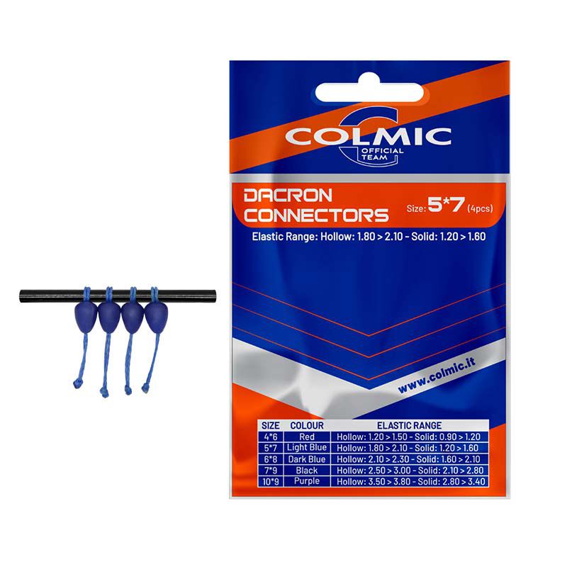 Connecteurs en Dacron pour &eacute;lastique COLMIC LARGE 6X8MM BLEU FONCE (X4) - Soldes Coup | Pacific P&ecirc;che