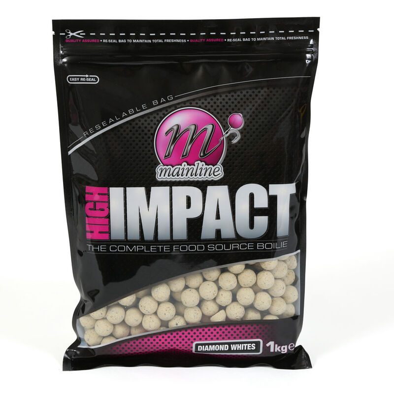 Bouillettes carpe mainline high impact boilie diamond whites 15mm - Denses | Pacific P&ecirc;che