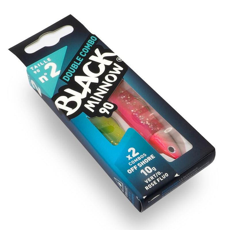 Leurre souple double combo black minnow 90 offshore 9cm 10g taille 2 - Leurres souples | Pacific P&ecirc;che