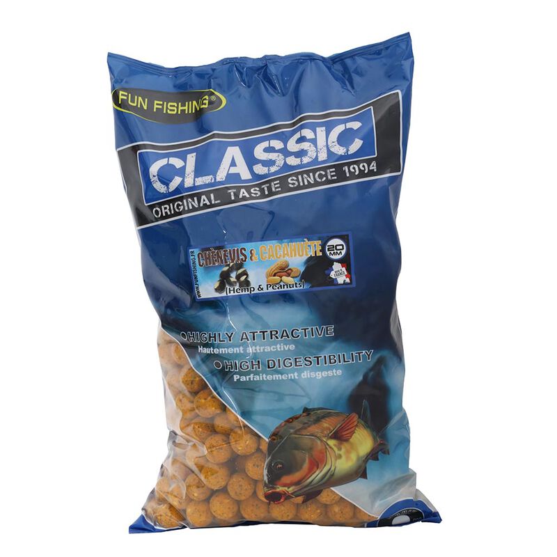 Bouillettes Carpe Fun Fishing Classic Chenevis Cacahuete 20mm 800gr - Denses | Pacific Pêche
