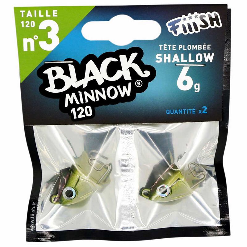 Tete plombee fiiish black minnow 120 shallow 6g (x2) - Têtes Plombées | Pacific Pêche
