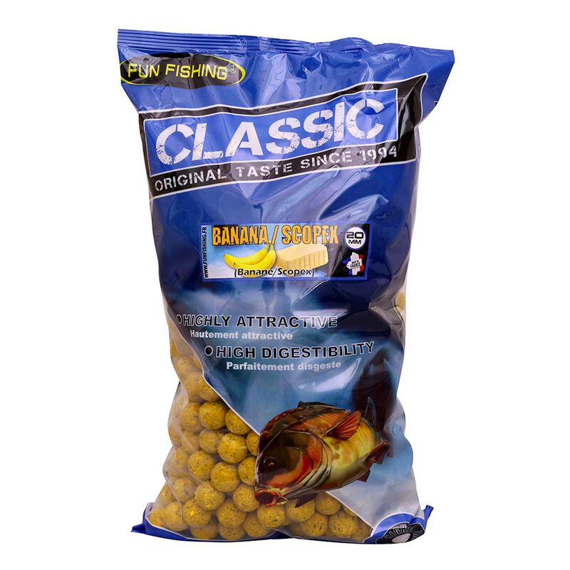 Bouillettes Carpe Fun Fishing Classic Banane Scopex 20mm 800gr - Denses | Pacific Pêche