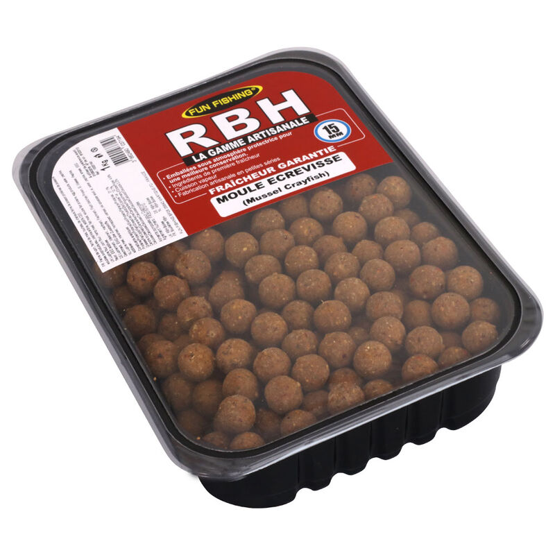 Bouillettes carpe fun fishing rbh boilies moule ecrevisse 1kg - Denses | Pacific P&ecirc;che