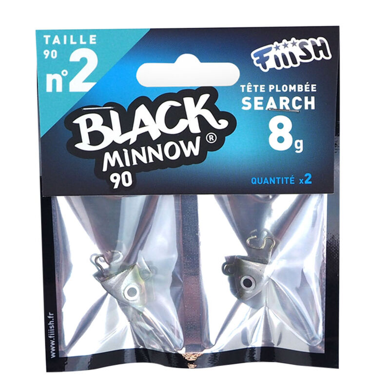 Tete plombee fiiish black minnow 90 search 8g (x2) - Têtes Plombées | Pacific Pêche