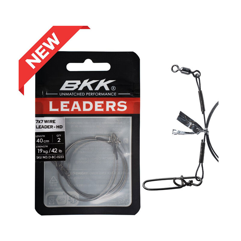 Bas de ligne acier BKK 7x7 Wire Leader HD Pike Snap 40cm (x2) - Bas de ligne mont&eacute;s | Pacific P&ecirc;che