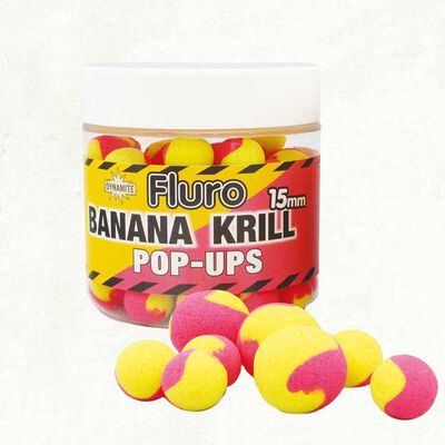 Bouillettes flottantes dynamite baits fluro two tone  krill + banana - Flottantes | Pacific Pêche