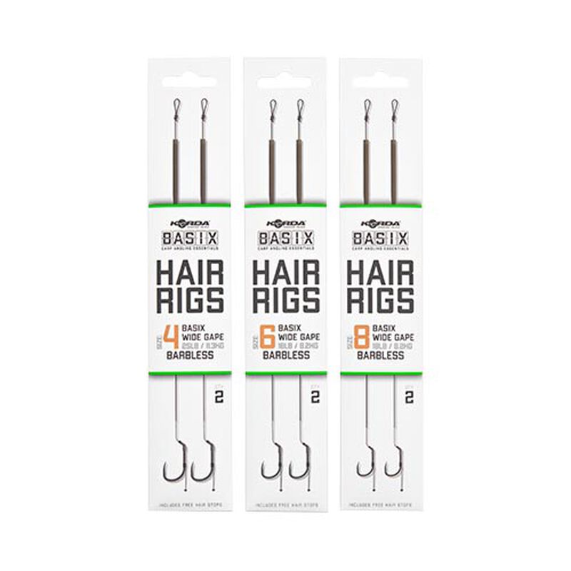 Bas de ligne korda basix hair rigs wide gape barbless - Bas de Ligne Mont&eacute;s | Pacific P&ecirc;che