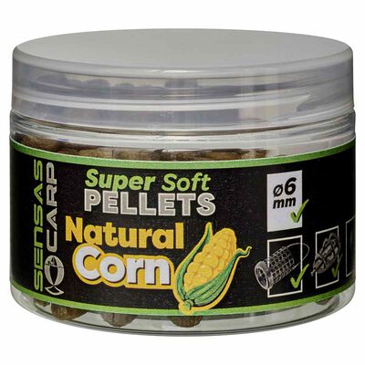Pellet Sensas Super Soft Pellets 6 mm Natural Corn 60g - Pellets Mous | Pacific P&ecirc;che