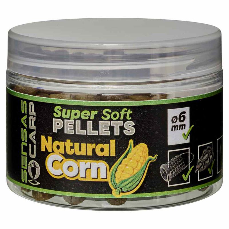 Pellet Sensas Super Soft Pellets 6 mm Natural Corn 60g - Pellets Mous | Pacific P&ecirc;che