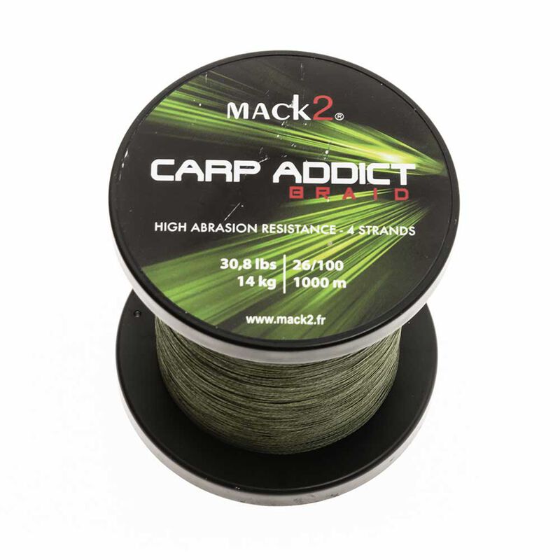 Tresse mack2 carp addict 4braid 1000m verte - Tresse | Pacific Pêche