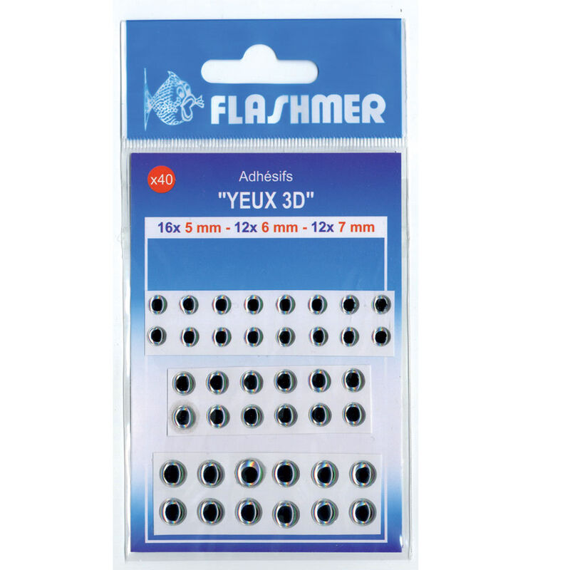 YEUX 3D ADHESIF 5/6/7MM FLASHMER - Leurres | Pacific Pêche