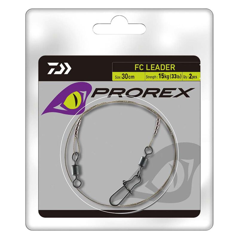Bas De Ligne Fluorocarbone Daiwa Prorex FC Leader – 30 Cm, 0,80 Mm, Résistance 31 Kg (70 Lbs) – Transparent, Très Résistant à L'abrasion – Pour Brochet Et Pêche Sportive