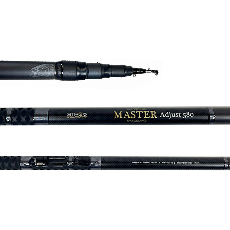 Canne Toc T&eacute;l&eacute;r&eacute;glable Strow Master Evo Adjust 5.80m, 5-15g - Cannes t&eacute;l&eacute;r&eacute;glables | Pacific P&ecirc;che
