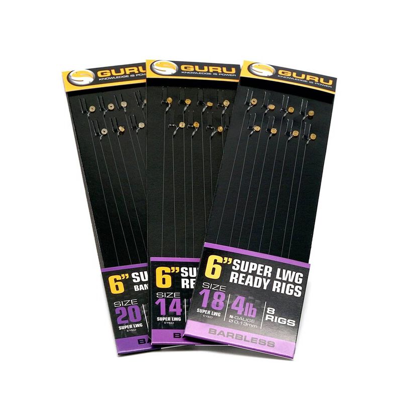 Bas de ligne Guru Super LWG Bait Band Rigs 6" (x8) - Hameçons montés feeder | Pacific Pêche