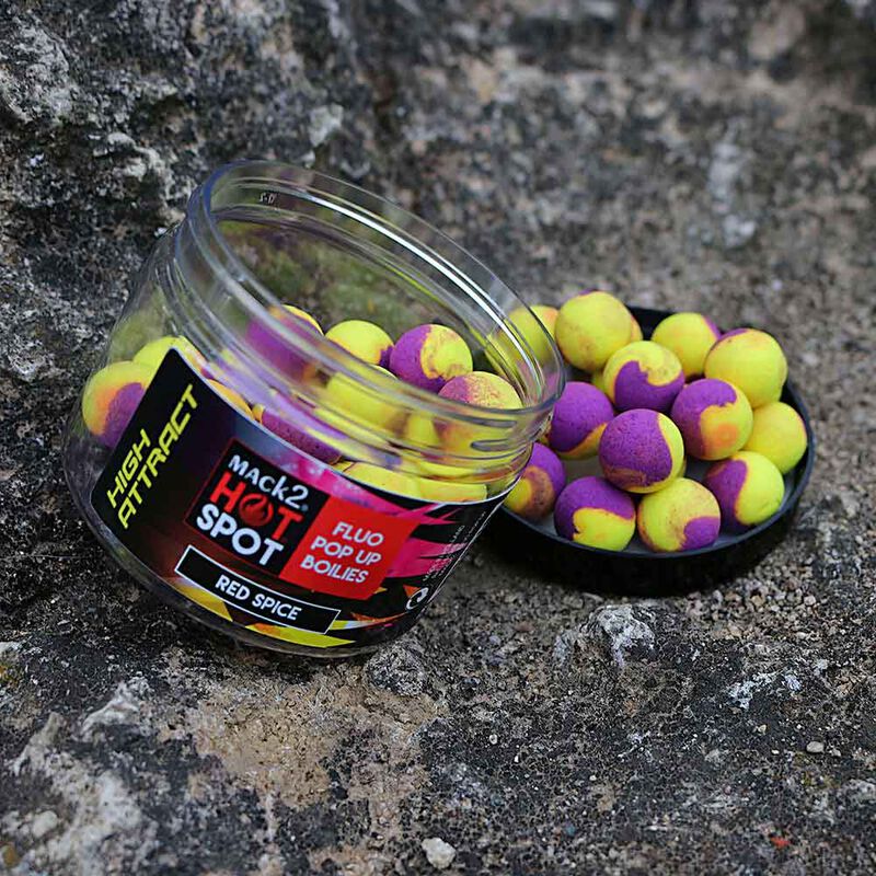 Bouillettes flottantes mack2 red spice high attract fluo pop up two tone - Flottantes | Pacific P&ecirc;che