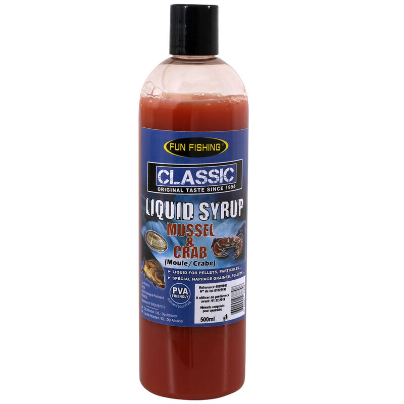 Booster carpe fun fishing classic liquid syrup moule crab 480ml - Boosters / dips | Pacific Pêche