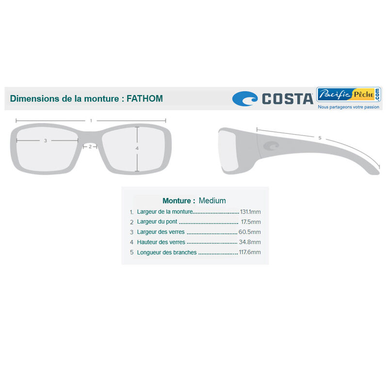 Lunettes polarisantes costa fathom (verres polycarbonate 580p) - Lunettes polarisantes | Pacific P&ecirc;che