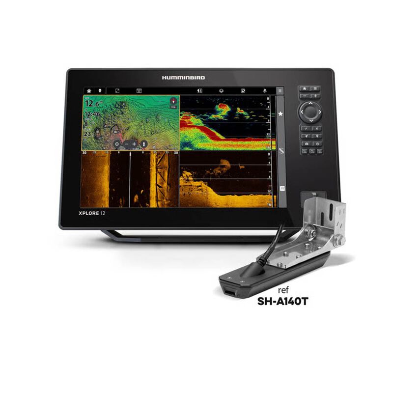 Sondeur Humminbird Combin&eacute; Tactile XPLORE 12-MEGA SI+-Sonde Tableau Arri&egrave;re + T&deg; - Sondeurs | Pacific P&ecirc;che