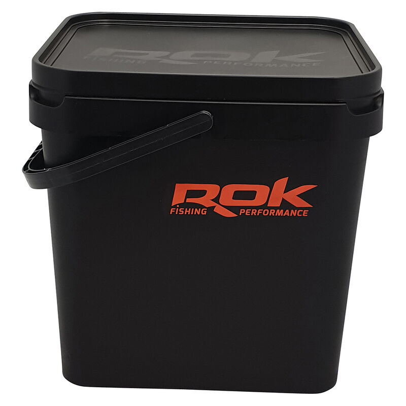 Seau carpe rok 17l black square bucket with cover - Seaux | Pacific P&ecirc;che